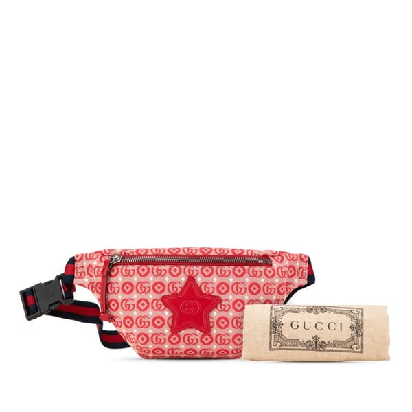 Pre-owned Gucci Kids GG Canvas Star Belt Bag Red