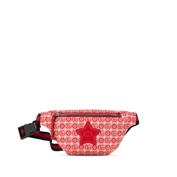 Pre-owned Gucci Kids GG Canvas Star Belt Bag Red