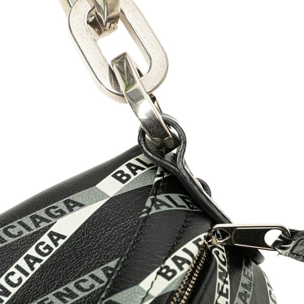 Pre-owned Balenciaga Lambskin Logo Souvenir XS Belt Bag Black
