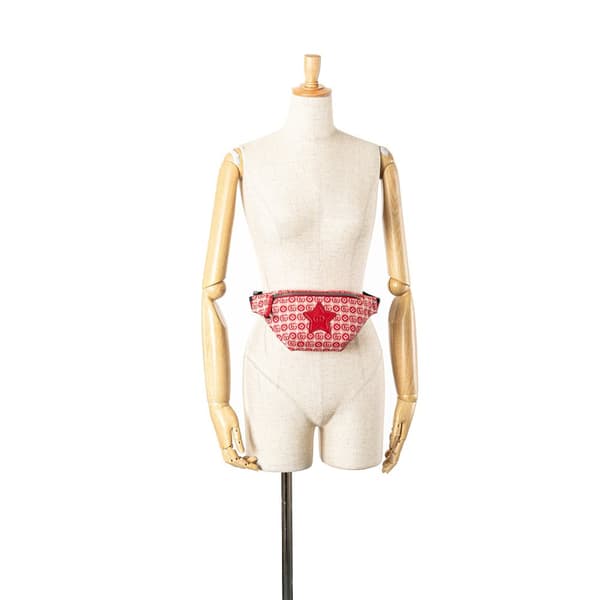 Pre-owned Gucci Kids GG Canvas Star Belt Bag Red
