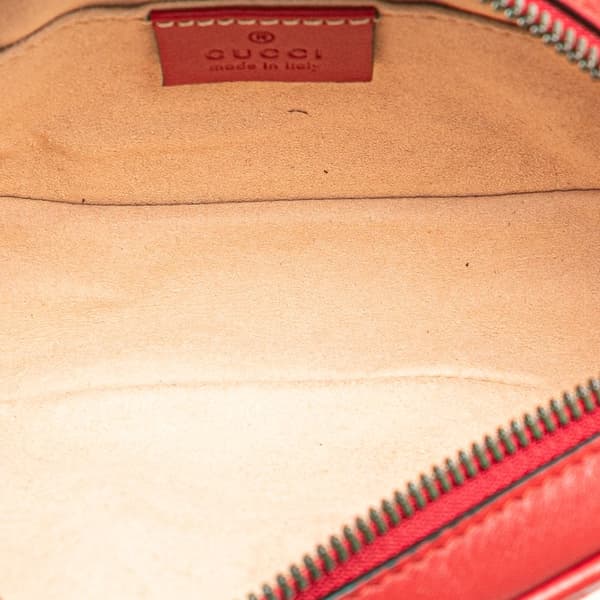 Pre-owned Gucci GG Marmont Matelasse Leather Belt Bag Red