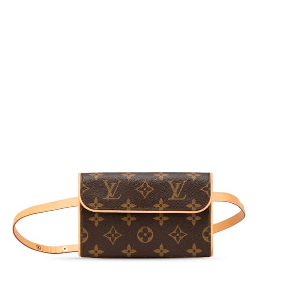 Pre-owned Louis Vuitton Monogram Pochette Florentine Brown