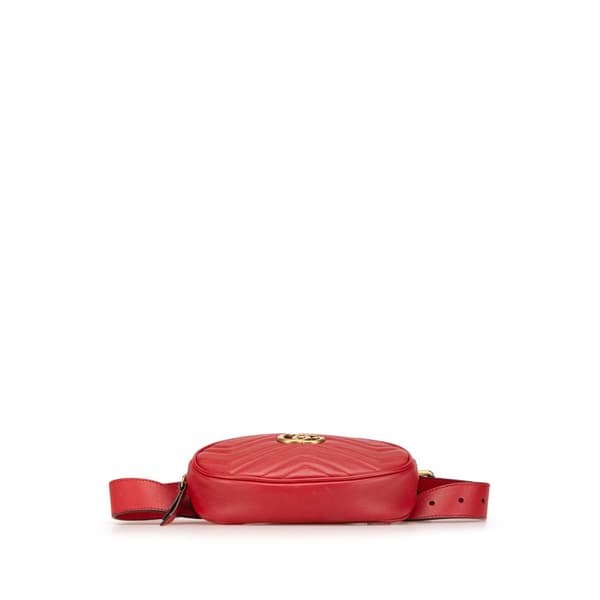 Pre-owned Gucci GG Marmont Matelasse Leather Belt Bag Red