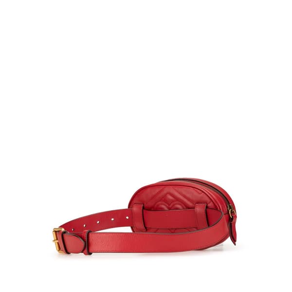 Pre-owned Gucci GG Marmont Matelasse Leather Belt Bag Red