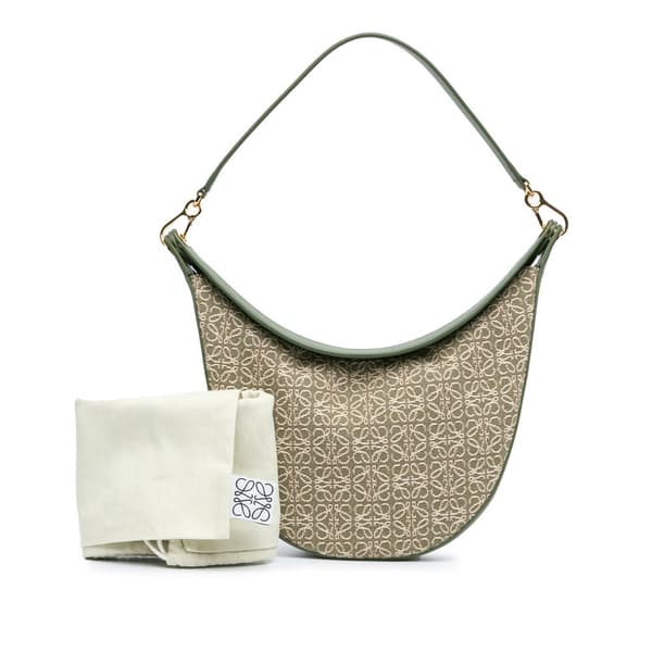 Pre-owned LOEWE Anagram Canvas Luna Hobo Green