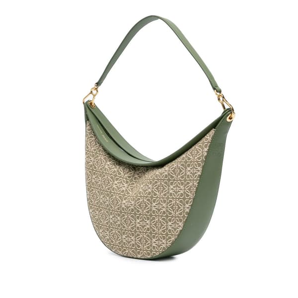 Pre-owned LOEWE Anagram Canvas Luna Hobo Green