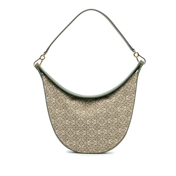 Pre-owned LOEWE Anagram Canvas Luna Hobo Green