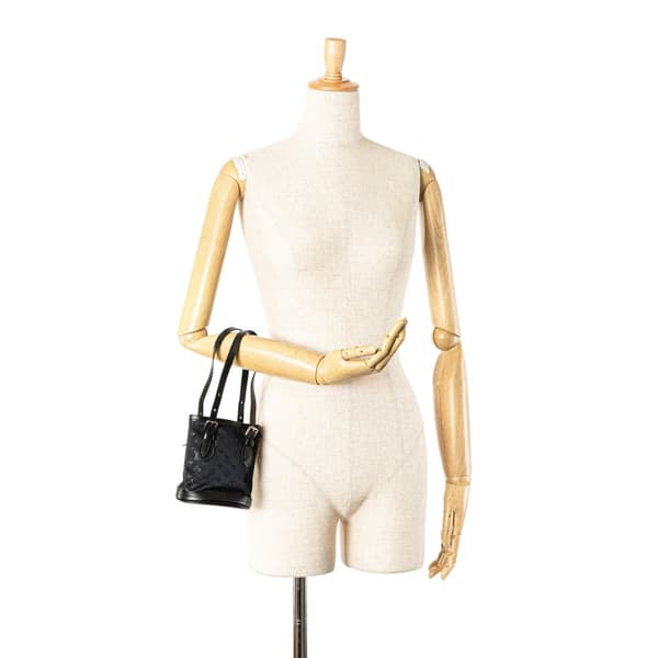 Pre-owned Louis Vuitton Monogram Mini Satin Bucket Black