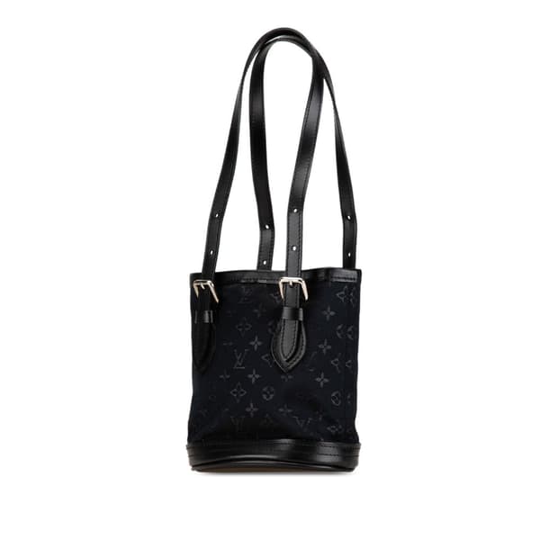 Pre-owned Louis Vuitton Monogram Mini Satin Bucket Black