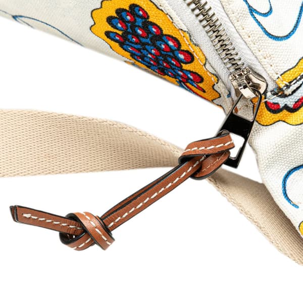 Pre-owned LOEWE Paulas Ibiza Printed Canvas Belt Bag White