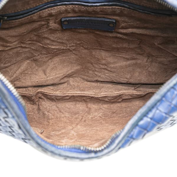 Pre-owned Bottega Veneta Small Nappa Intrecciato Veneta Hobo Blue