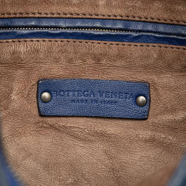 Pre-owned Bottega Veneta Small Nappa Intrecciato Veneta Hobo Blue