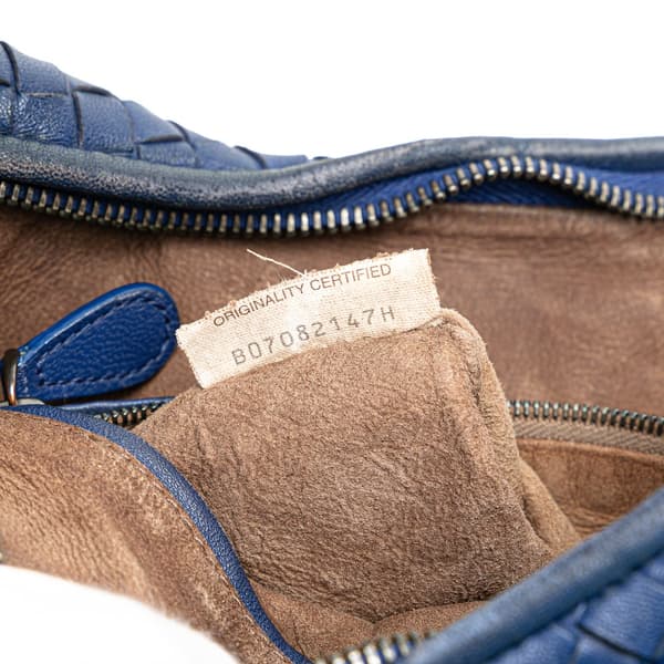 Pre-owned Bottega Veneta Small Nappa Intrecciato Veneta Hobo Blue