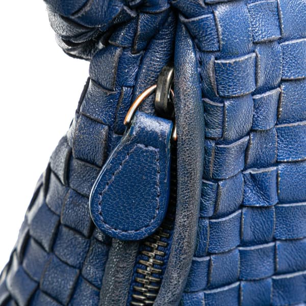 Pre-owned Bottega Veneta Small Nappa Intrecciato Veneta Hobo Blue
