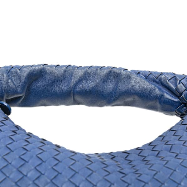 Pre-owned Bottega Veneta Small Nappa Intrecciato Veneta Hobo Blue