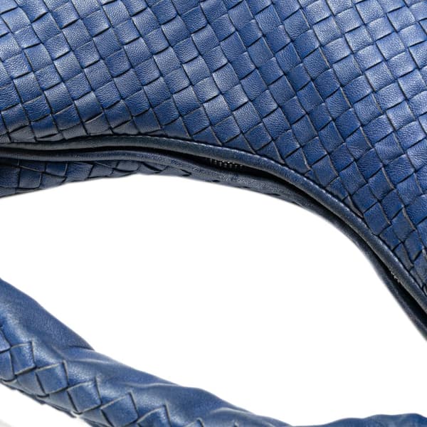 Pre-owned Bottega Veneta Small Nappa Intrecciato Veneta Hobo Blue