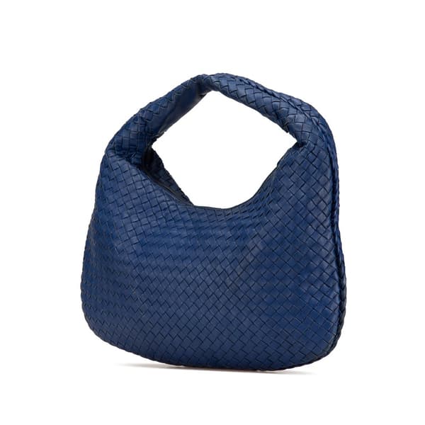 Pre-owned Bottega Veneta Small Nappa Intrecciato Veneta Hobo Blue