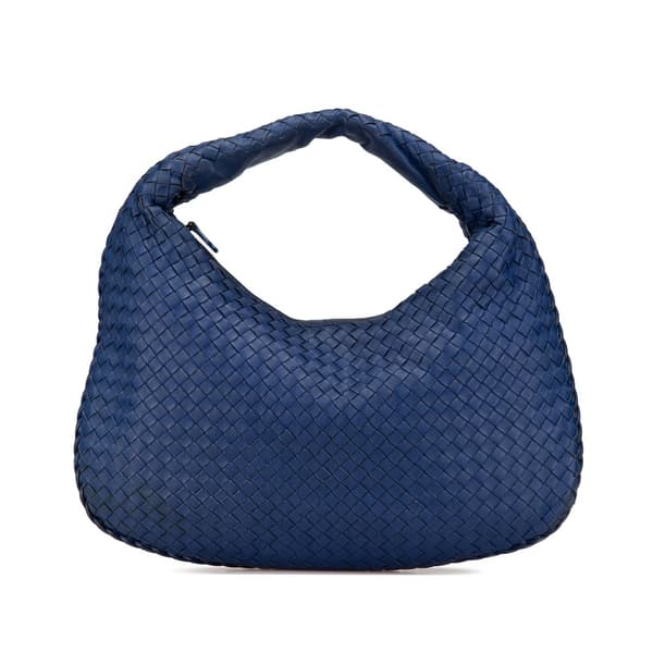 Pre-owned Bottega Veneta Small Nappa Intrecciato Veneta Hobo Blue