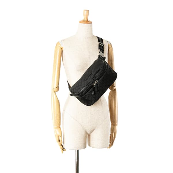 Pre-owned Gucci GG Nylon Web Belt Bag Black