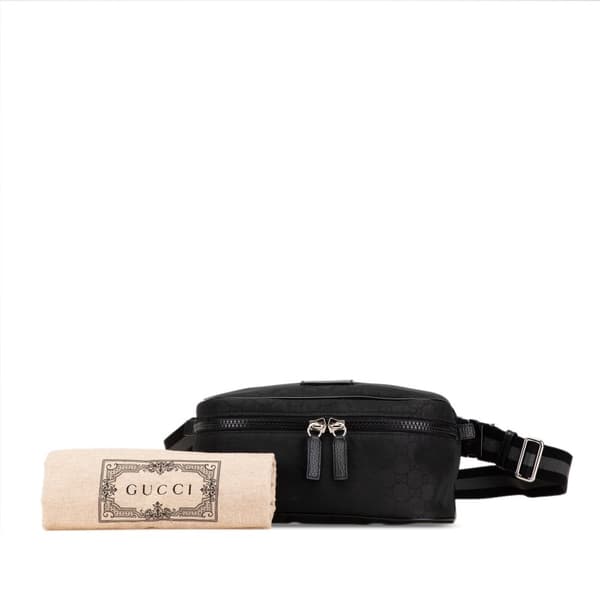 Pre-owned Gucci GG Nylon Web Belt Bag Black