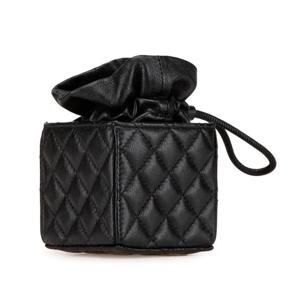Pre-owned Chanel Mini Quilted Calfskin Drawstring Bucket Bag Black