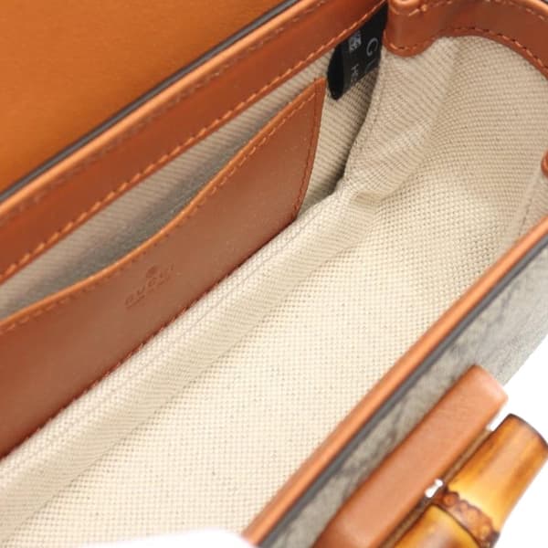 Pre-owned Gucci Mini GG Supreme Web Bamboo 1947 Belt Bag Brown
