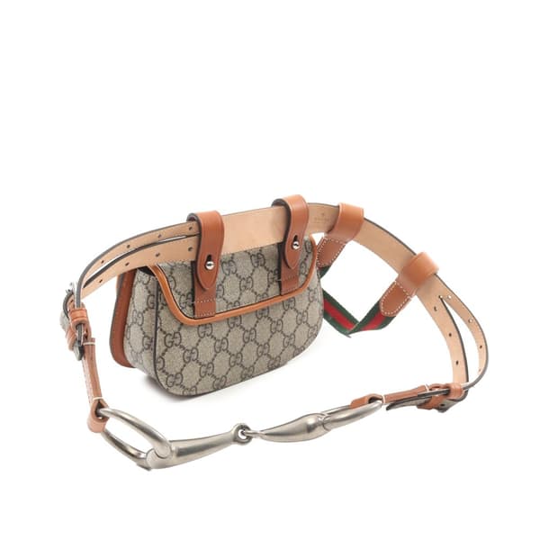 Pre-owned Gucci Mini GG Supreme Web Bamboo 1947 Belt Bag Brown