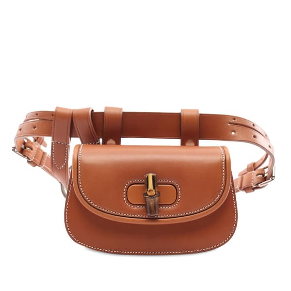 Pre-owned Gucci Mini Leather Bamboo 1947 Belt Bag Brown