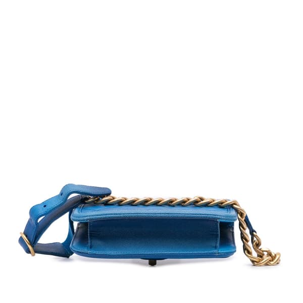 Pre-owned Chanel Quilted Caviar Sunset On The Sea Flap Belt Bag Blue