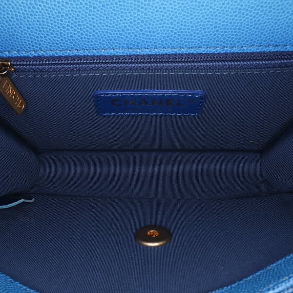 Pre-owned Chanel Quilted Caviar Sunset On The Sea Flap Belt Bag Blue