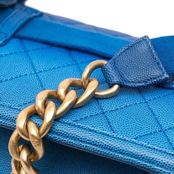 Pre-owned Chanel Quilted Caviar Sunset On The Sea Flap Belt Bag Blue