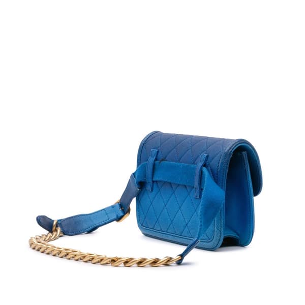 Pre-owned Chanel Quilted Caviar Sunset On The Sea Flap Belt Bag Blue