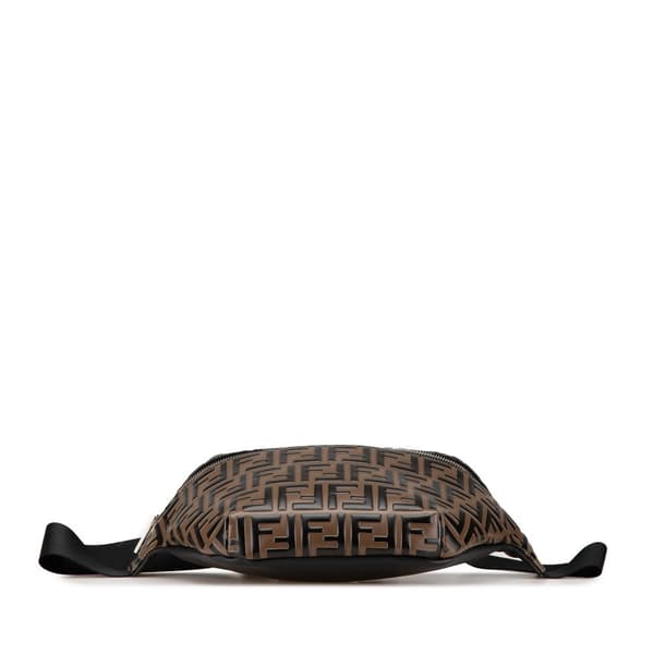 Pre-owned Fendi Zucca Embossed Leather Belt Bag Brown