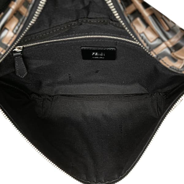 Pre-owned Fendi Zucca Embossed Leather Belt Bag Brown