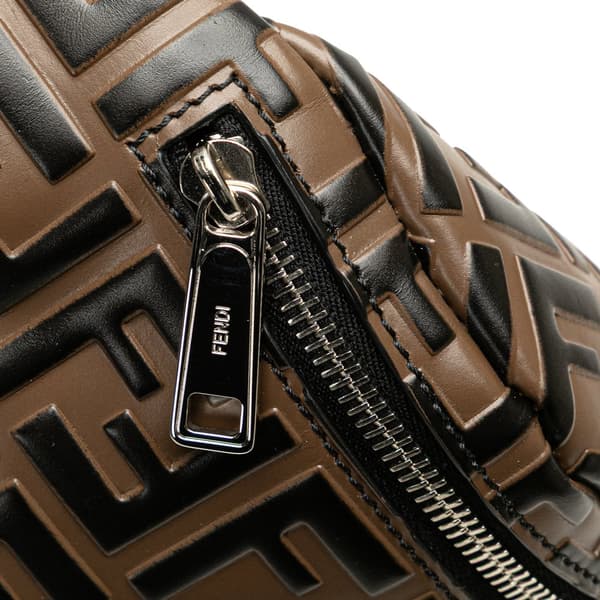 Pre-owned Fendi Zucca Embossed Leather Belt Bag Brown
