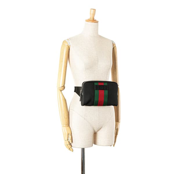 Pre-owned Gucci Canvas Techno Web Belt Bag Black