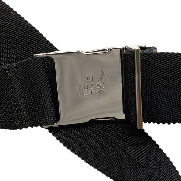 Pre-owned Gucci GG Canvas Double Pocket Belt Bag Black