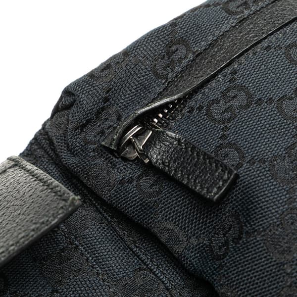 Pre-owned Gucci GG Canvas Double Pocket Belt Bag Black