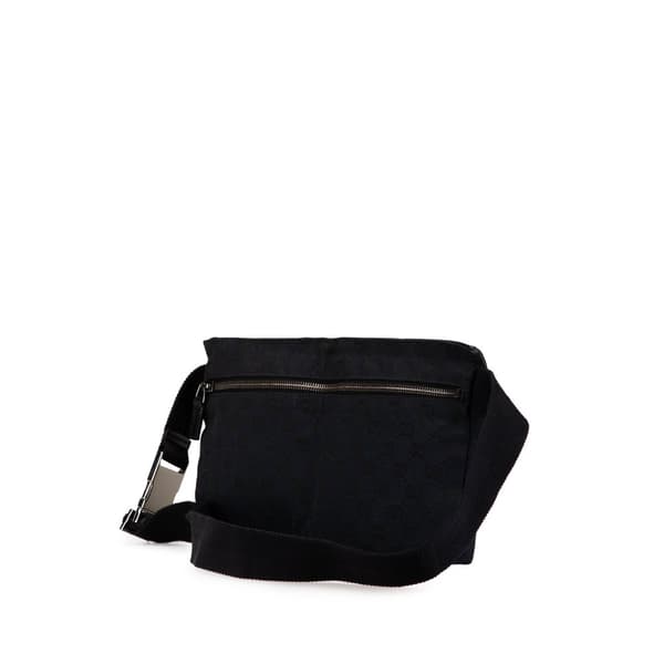 Pre-owned Gucci GG Canvas Double Pocket Belt Bag Black