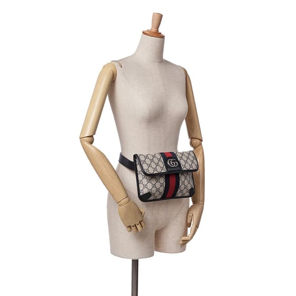 Pre-owned Gucci GG Supreme Ophidia Belt Bag Brown