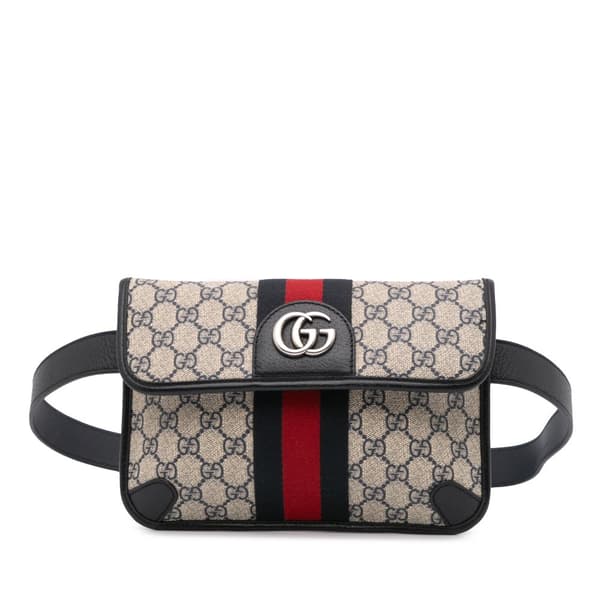 Pre-owned Gucci GG Supreme Ophidia Belt Bag Brown