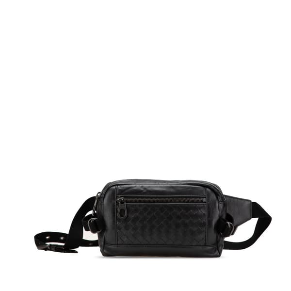 Pre-owned Bottega Veneta Calfskin Intrecciato Belt Bag Black