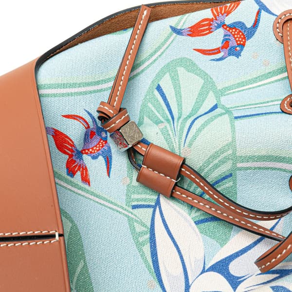 Pre-owned LOEWE Paulas Ibiza Small Canvas Balloon Bucket Bag Blue