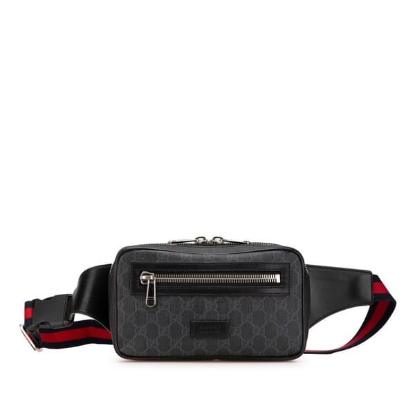 Pre-owned Gucci GG Supreme Web Belt Bag Black