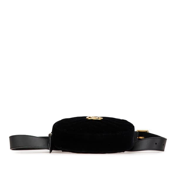 Pre-owned Gucci GG Marmont Matelasse Velvet Belt Bag Black