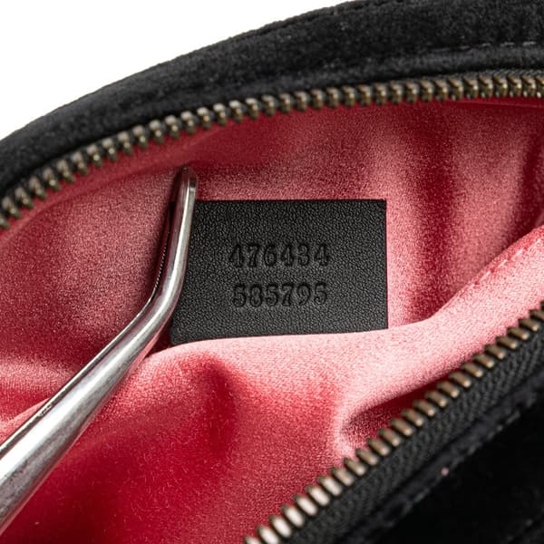 Pre-owned Gucci GG Marmont Matelasse Velvet Belt Bag Black
