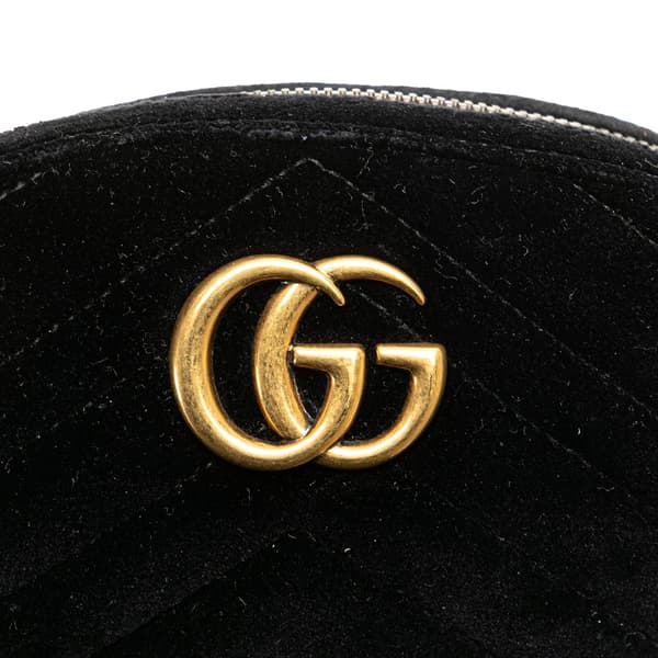 Pre-owned Gucci GG Marmont Matelasse Velvet Belt Bag Black
