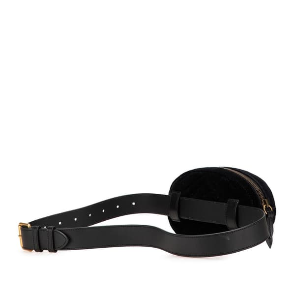 Pre-owned Gucci GG Marmont Matelasse Velvet Belt Bag Black