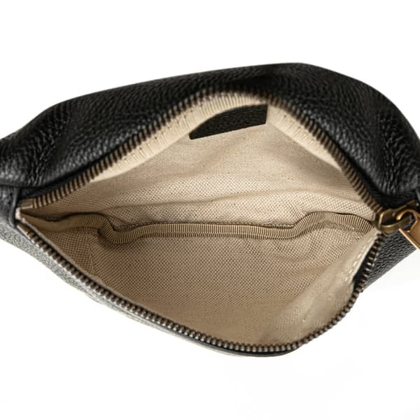 Pre-owned Gucci Leather Logo Belt Bag Black
