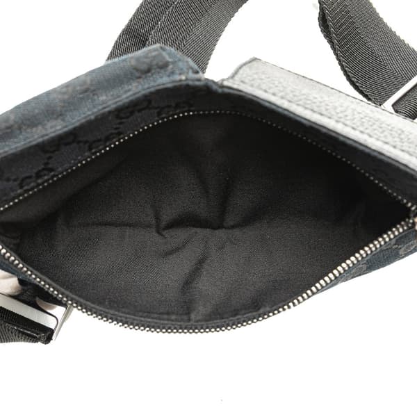 Pre-owned Gucci GG Canvas Double Pocket Belt Bag Black